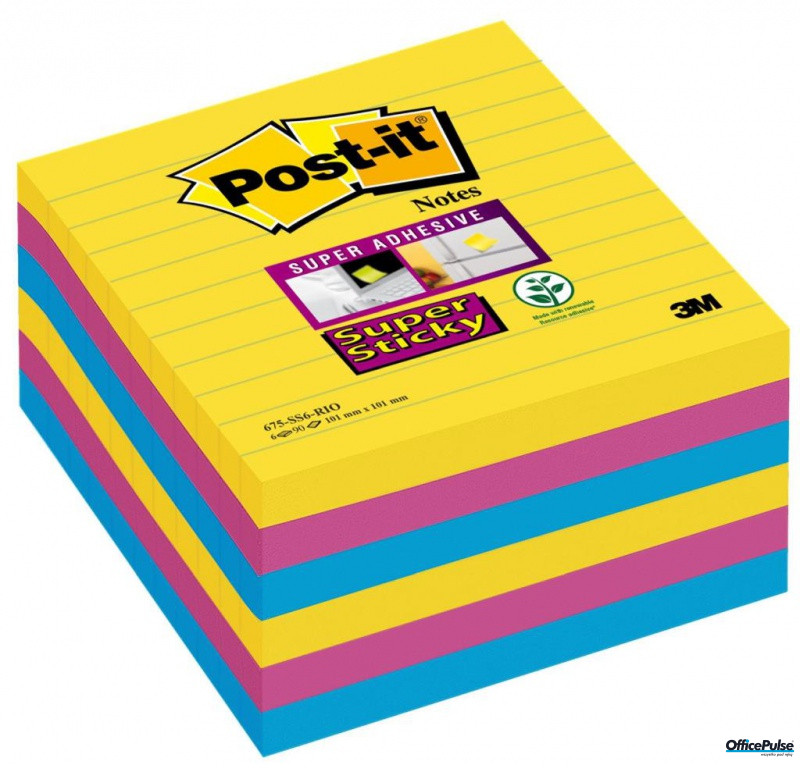 Bloczki 3M POST-IT 101x101mm RIO 6x90k Super Sticky linia 70005271989