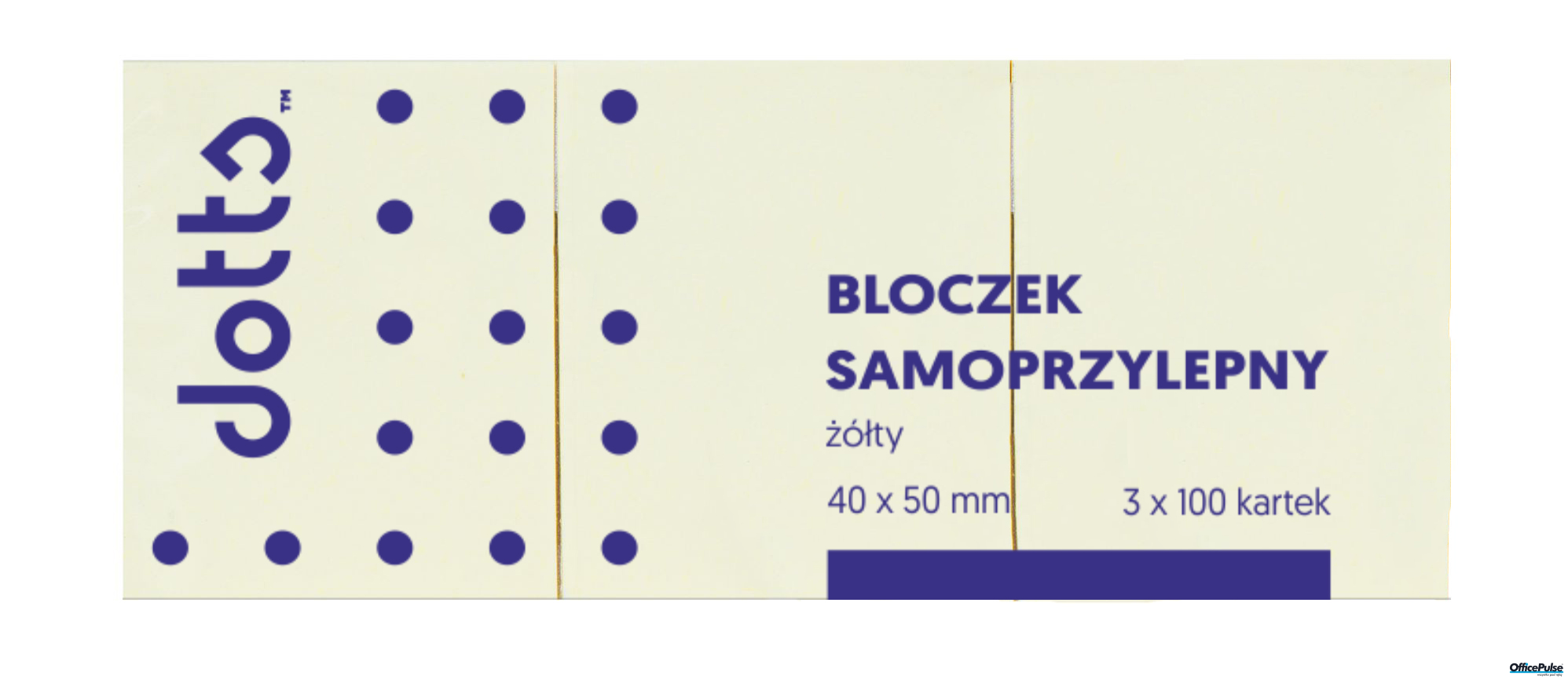 Bloczek samoprzylepny DATURA 40x50 żółty (3) 100 kartek (NS40/50/3/D)