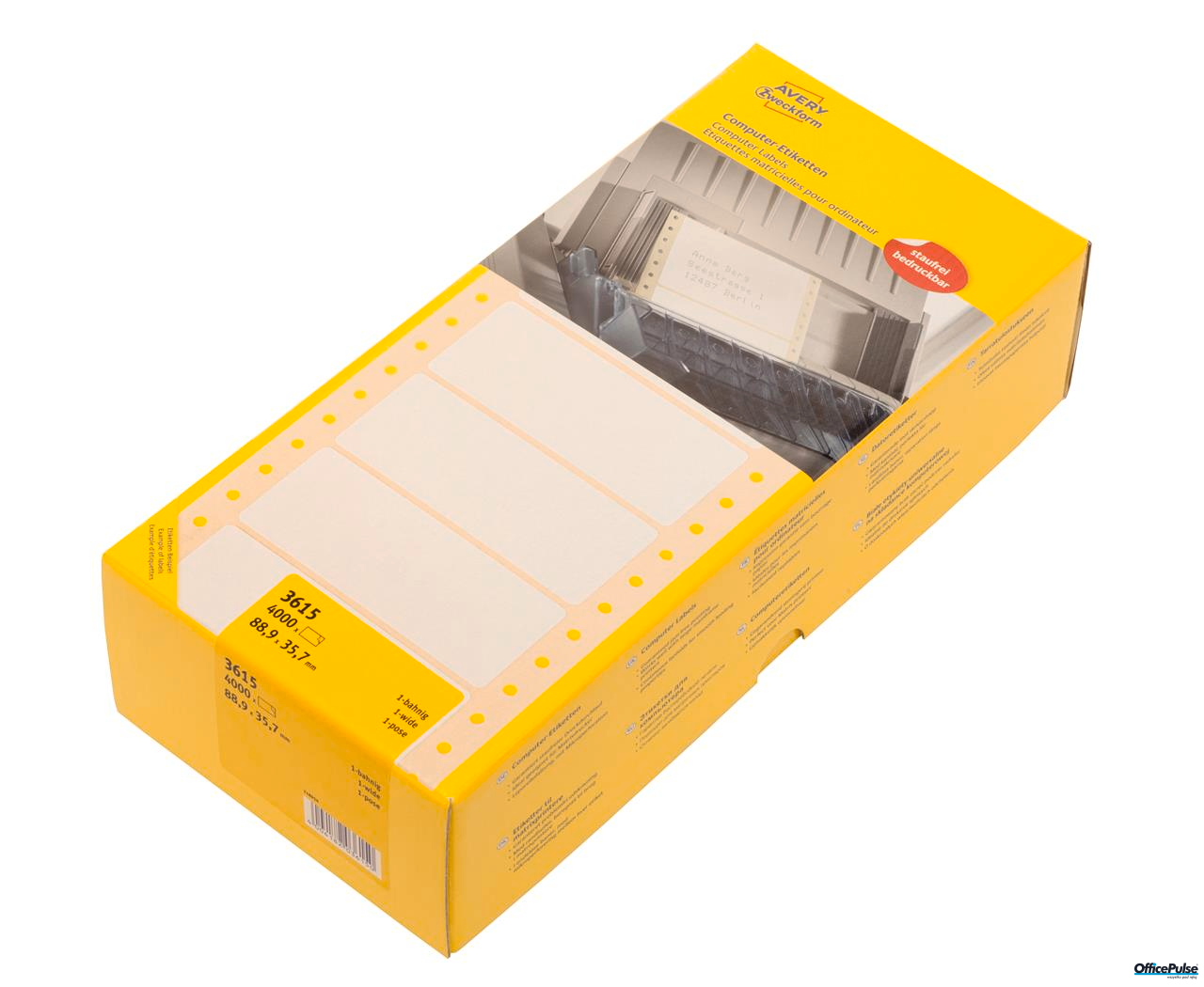 Etykiety ZF A4 88.9x35.7mm (4000szt.) białe 3615 do druk. igłowych AVERY