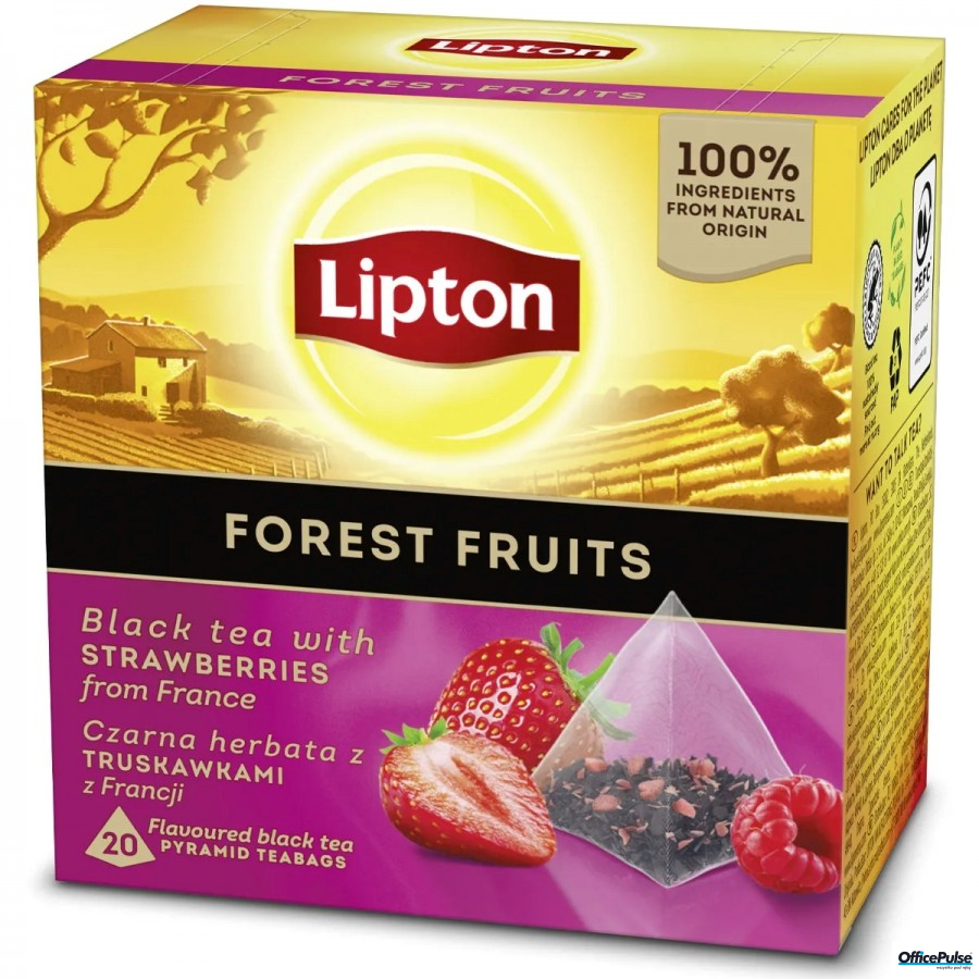 Herbata LIPTON, piramidki, 20 torebek, owoce leśne
