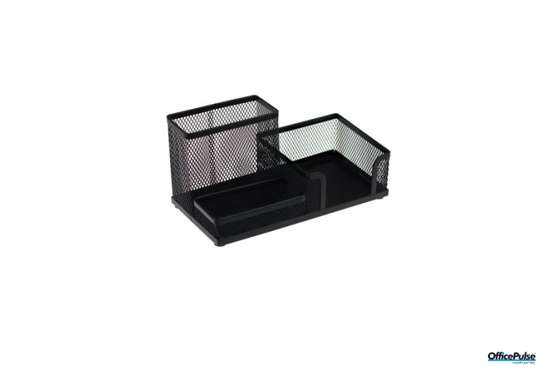 Przybornik na biurko DATURA siatka czarny 205x103x98mm