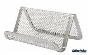 Przybornik na wizytówki DOTTS siatka srebrny