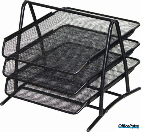 Półka na dokumenty DATURA A4 (3) siatka czarna 350x297x275mm
