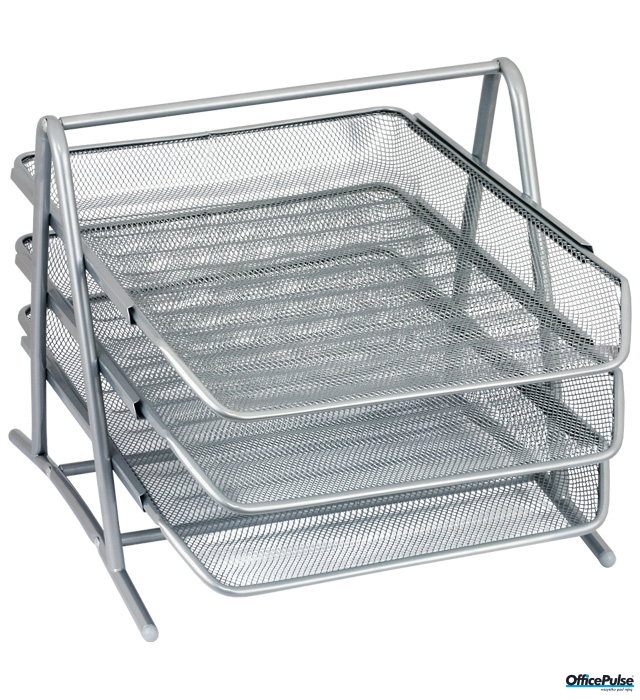 Półka na dokumenty DATURA A4 3szt siatka sreb