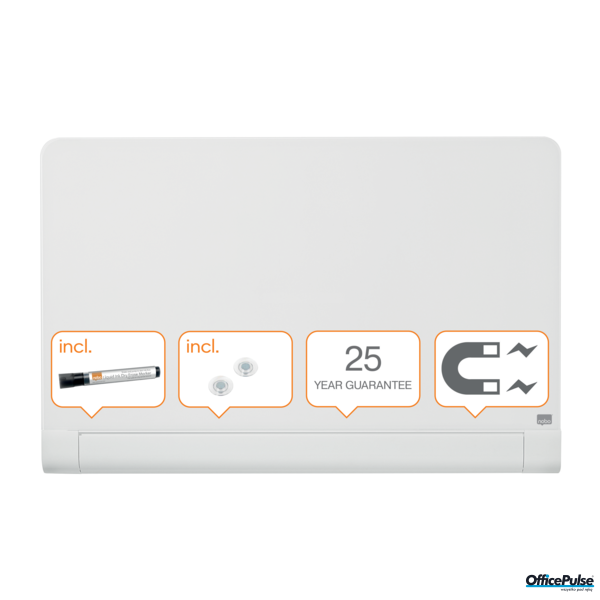 Tablica szklana NOBO Diamond 993x559 z zaokrąglonymi narożnikami biała