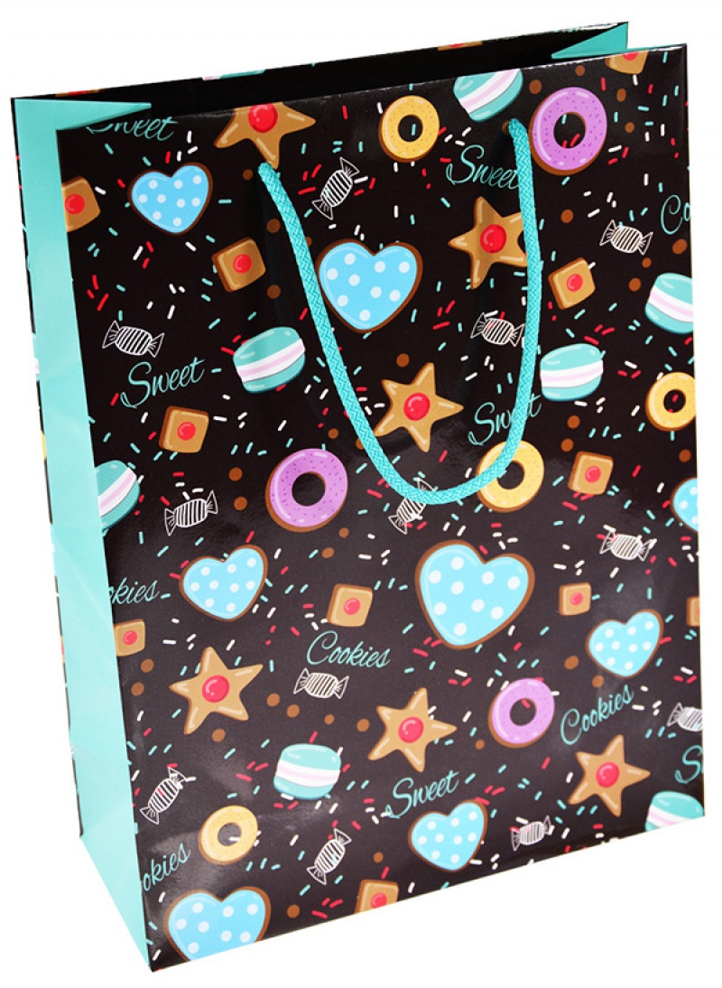 Torebka na prezenty OFFICE PRODUCTS, laminowana, 24x10x32cm, całoroczna, mix wzorów