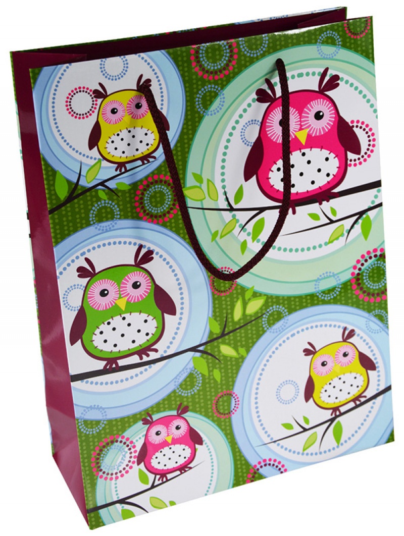 Torebka na prezenty OFFICE PRODUCTS, laminowana, 24x10x32cm, całoroczna, mix wzorów