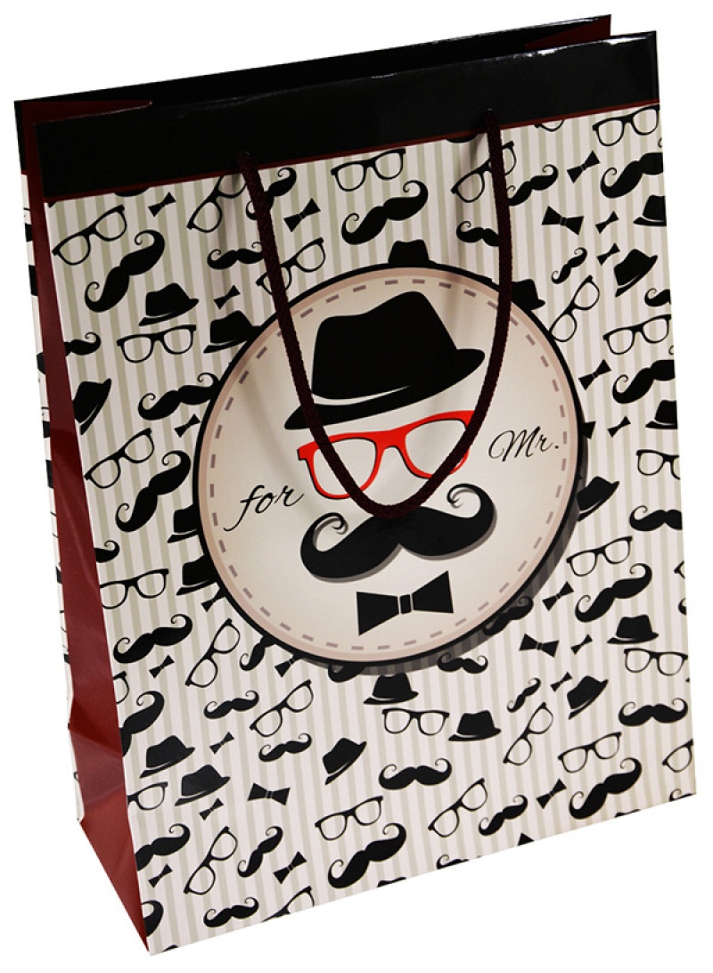 Torebka na prezenty OFFICE PRODUCTS, laminowana, 24x10x32cm, całoroczna, mix wzorów