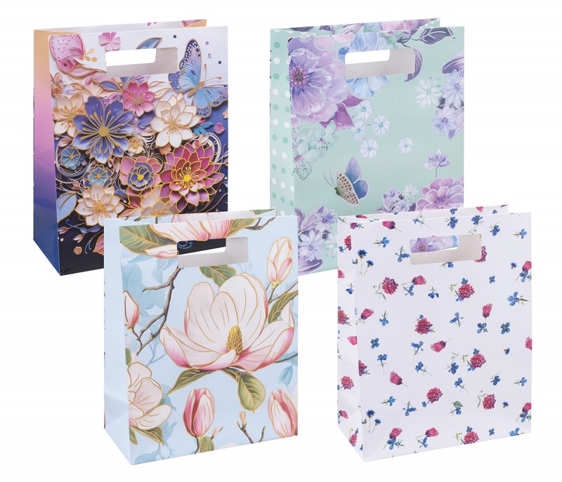 Torebka na prezenty DONAU HOME, laminowana, 26x32,5x10cm, całoroczna, z rączką, mix wzorów