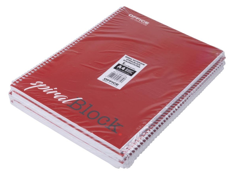 Kołonotatnik OFFICE PRODUCTS, A4, w linie, 80 kart., 70gsm, bordowy