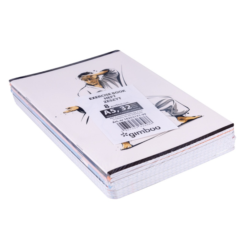 Zeszyt szkolny GIMBOO, A5, w kratkę, 32 kart., 70gsm, mix wzorów