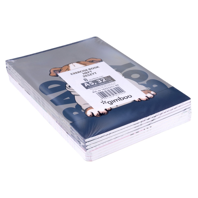 Zeszyt szkolny GIMBOO, A5, w 3 linie, 32 kart., 70gsm, mix wzorów