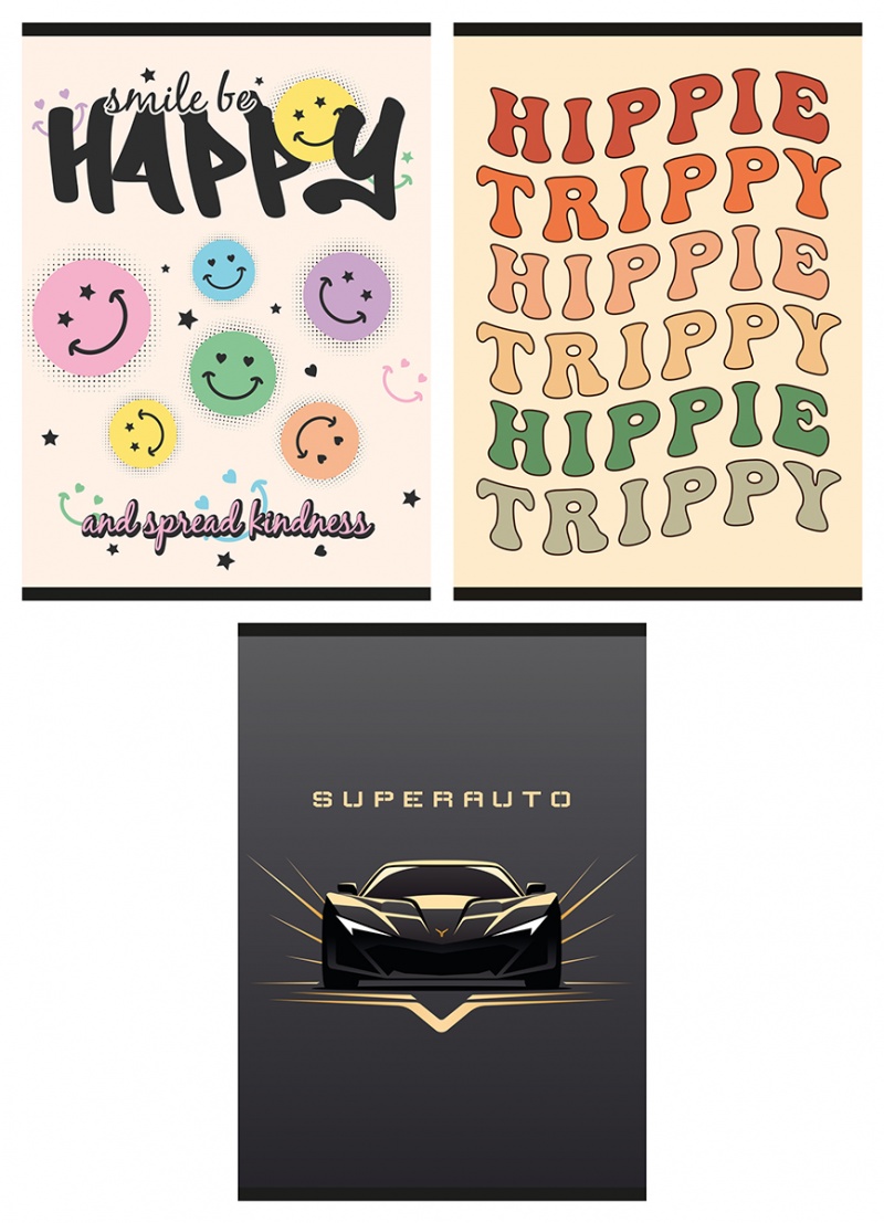 Zeszyt szkolny GIMBOO, A4, w kratkę, 32 kart., 70gsm, mix wzorów