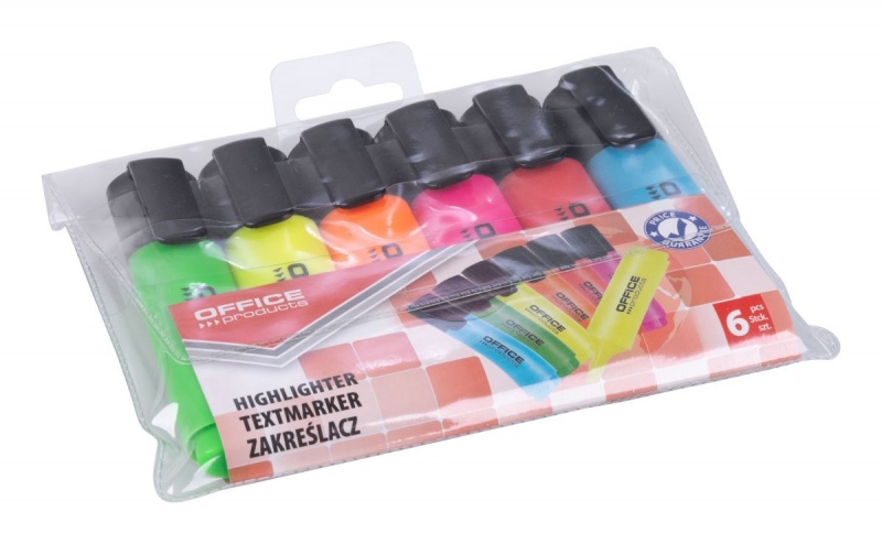 Zakreślacz OFFICE PRODUCTS, 2-5mm (linia), 6szt., mix kolorów