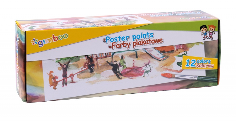Farby plakatowe GIMBOO, 12x20ml, mix kolorów