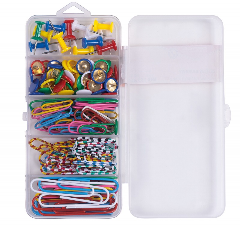 Zestaw biurowy (pinezki i spinacze) OFFICE PRODUCTS, mix 135szt.