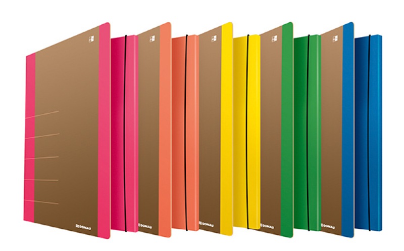 Teczka z gumką DONAU Life, Karton, A4, 500gsm, 3-skrz., niebieski