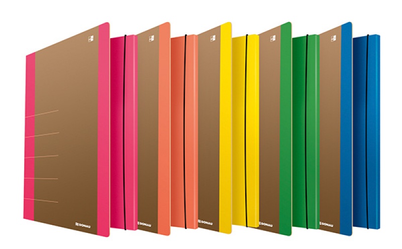 Teczka z gumką DONAU Life, Karton, A4, 500gsm, 3-skrz., żółty