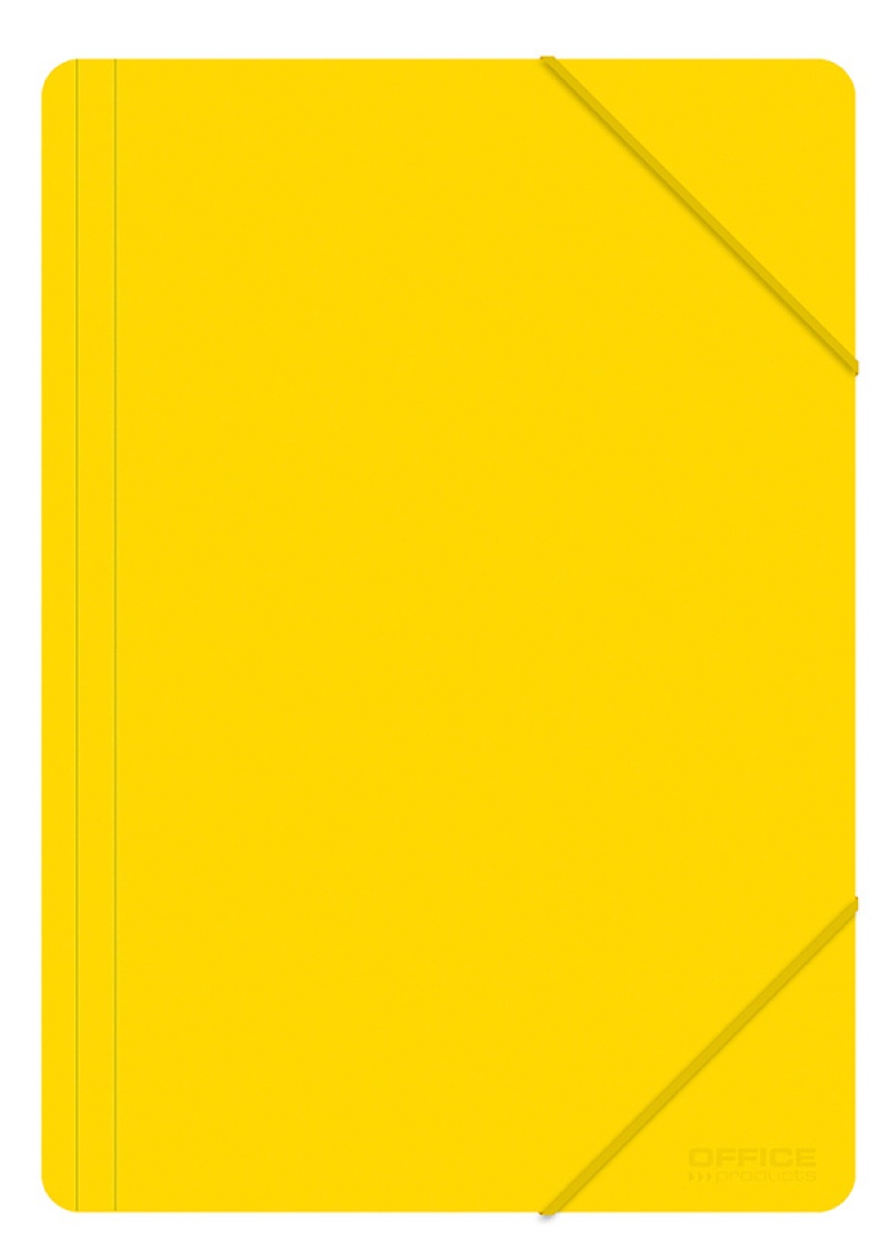 Teczka z gumką OFFICE PRODUCTS, A4, PP, 500mikr., 3-skrz., żółta