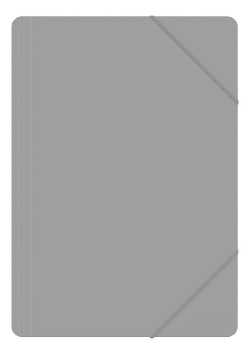 Teczka z gumką OFFICE PRODUCTS, A4, PP, 500mikr., 3-skrz., szara