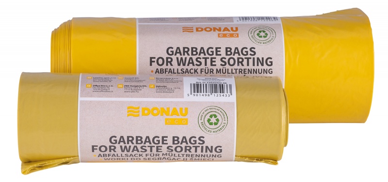 Worki na śmieci DONAU ECO, do segregacji plastiku, 120l, 10 szt., żółte