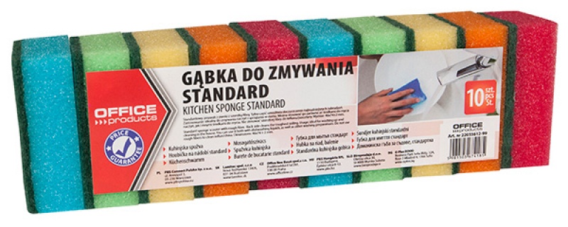 Gąbka do zmywania OFFICE PRODUCTS Standard, 10szt., mix kolorów