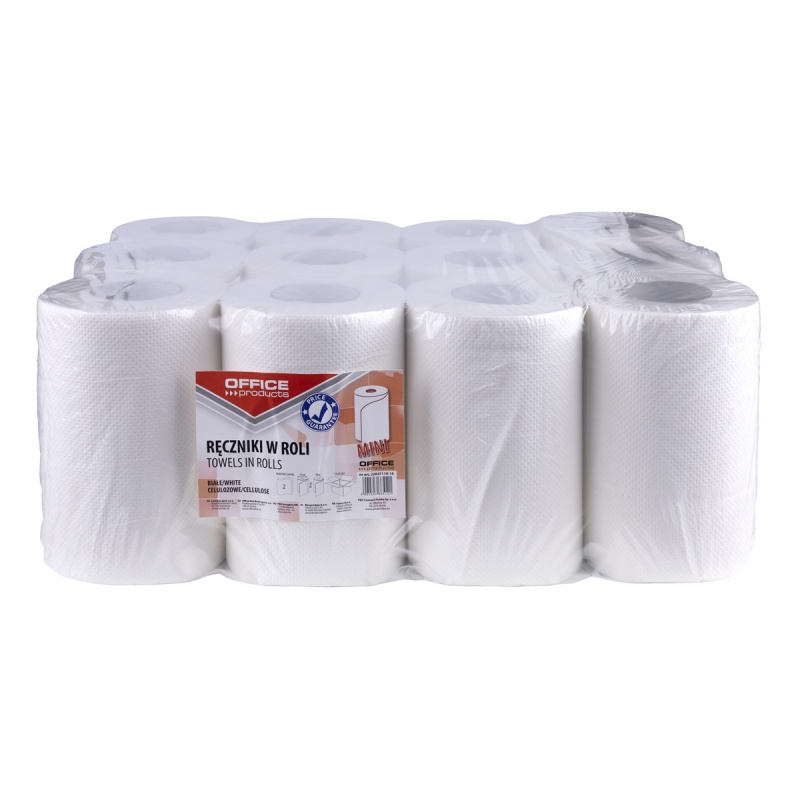 Ręczniki w roli celulozowe OFFICE PRODUCTS Mini, 2-warstwowe, 50m, 12szt., białe