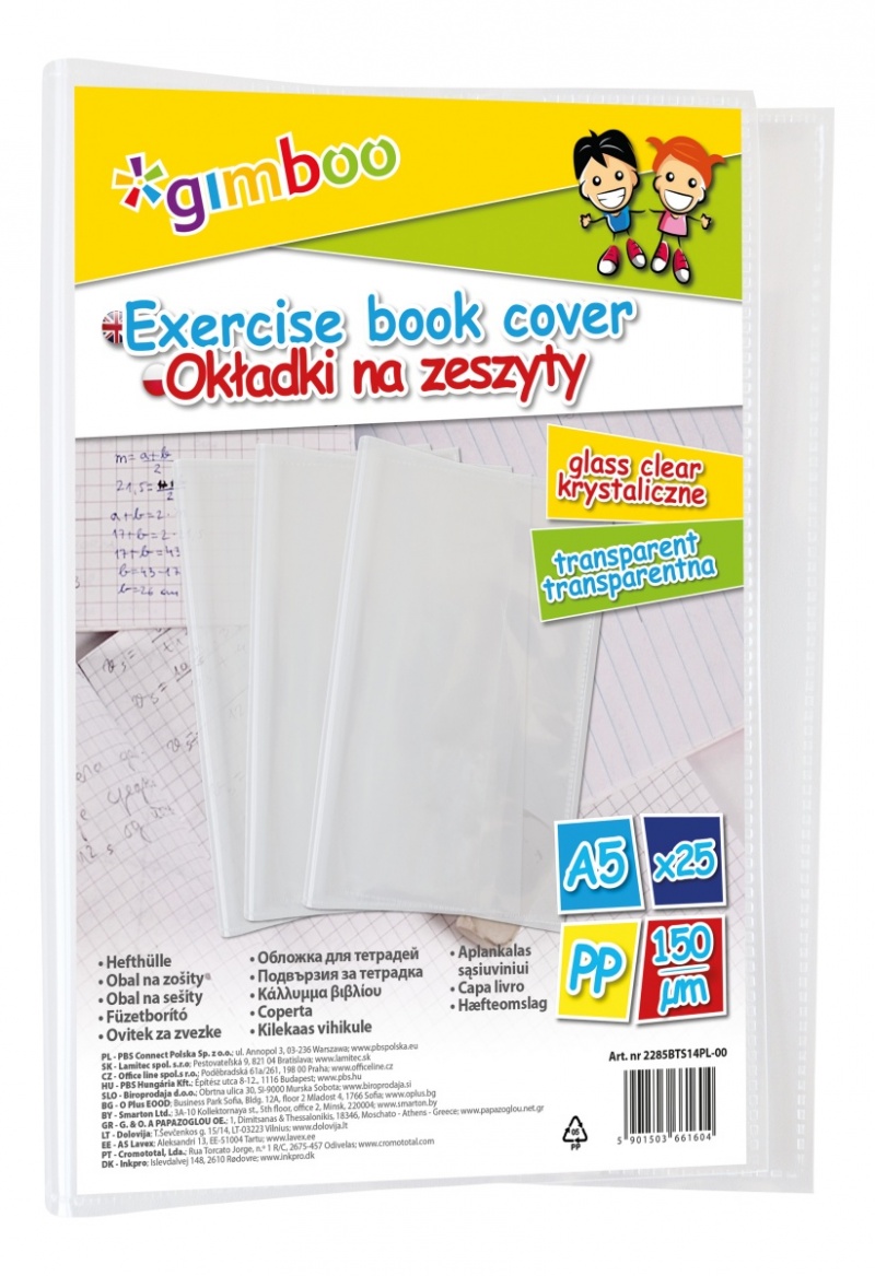 Okładka na zeszyt GIMBOO, krystaliczna, A5, 150mikr., transparentna