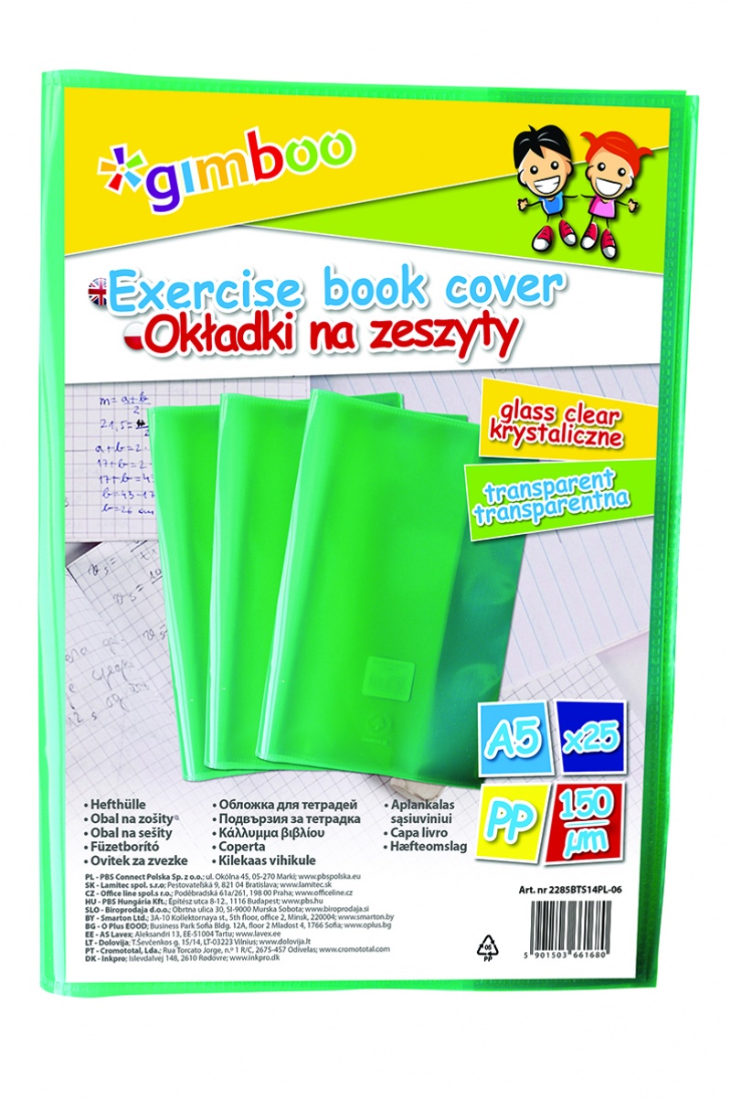 Okładka na zeszyt GIMBOO, krystaliczna, A5, 150mikr., zielona