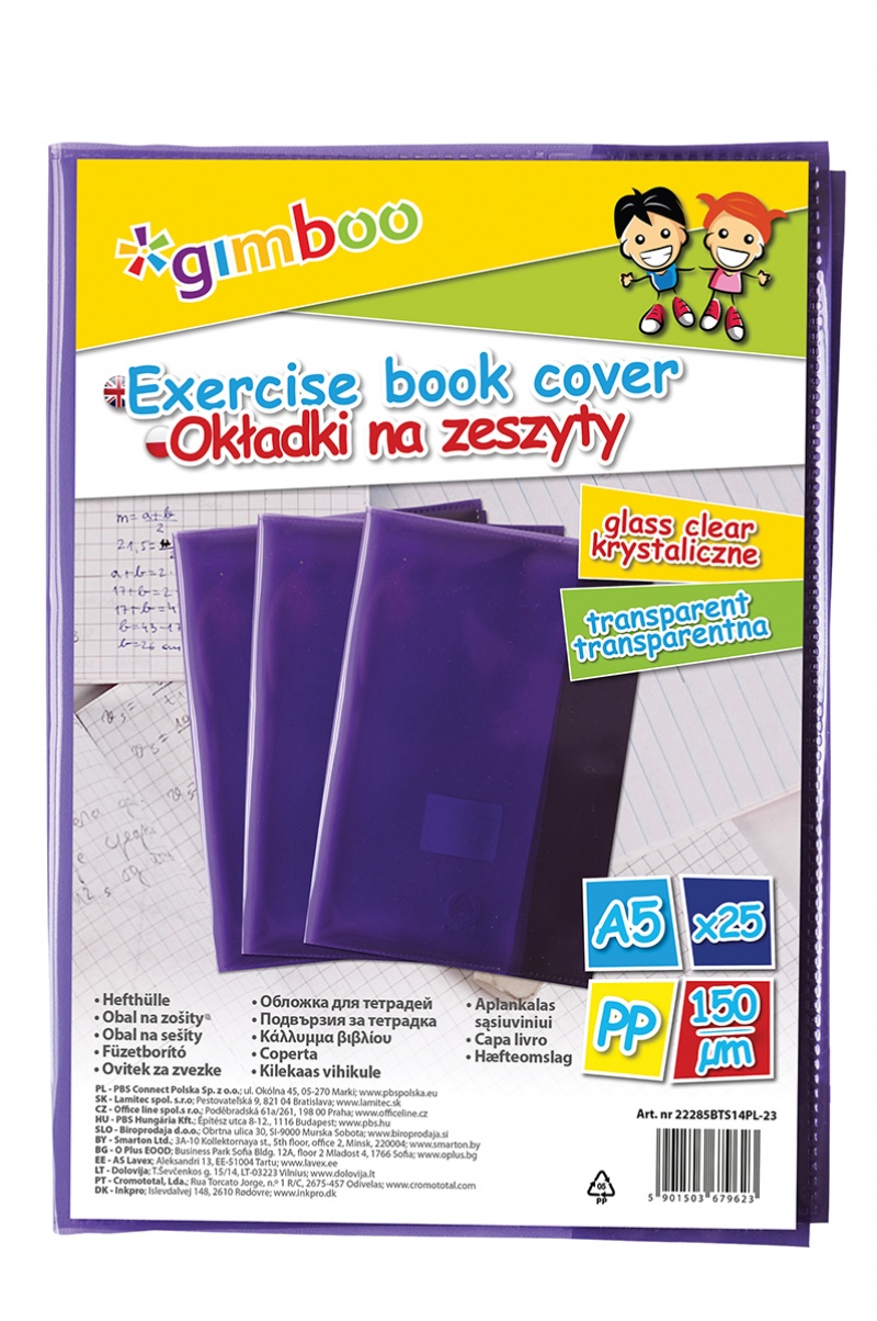 Okładka na zeszyt GIMBOO, krystaliczna, A5, 150mikr., fioletowa