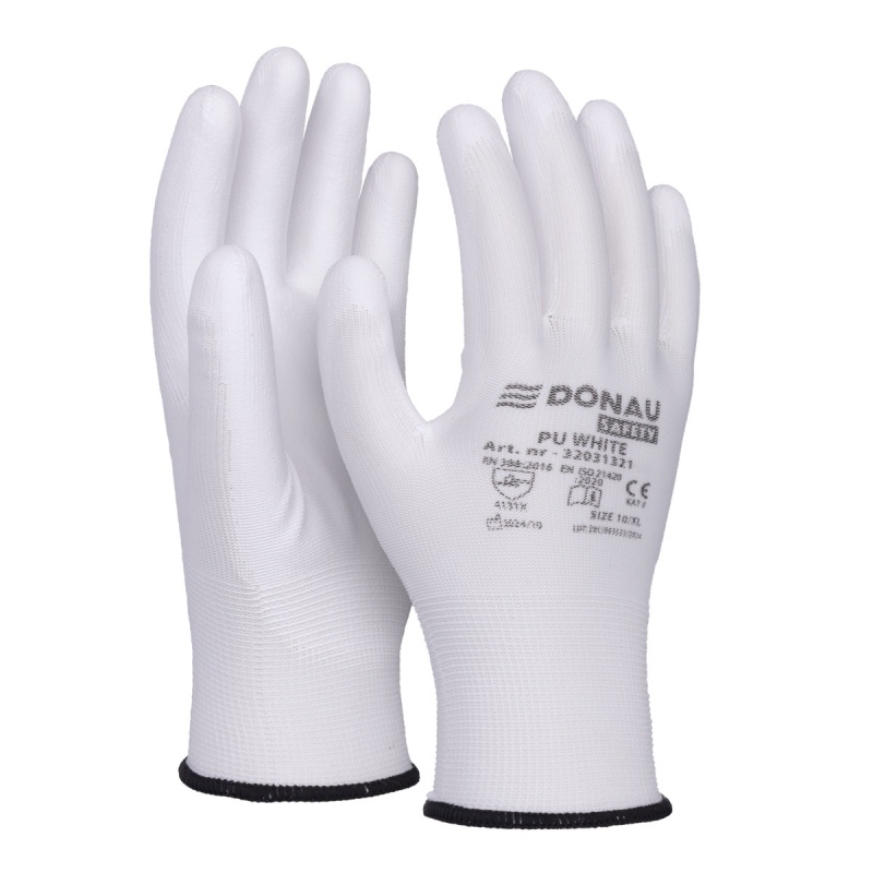 Rękawice DONAU SAFETY PU White, kat. II, rozm. 10, białe