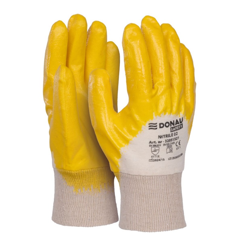 Rękawice DONAU SAFETY Nitrile 02, kat. II, rozm. 9, żółte