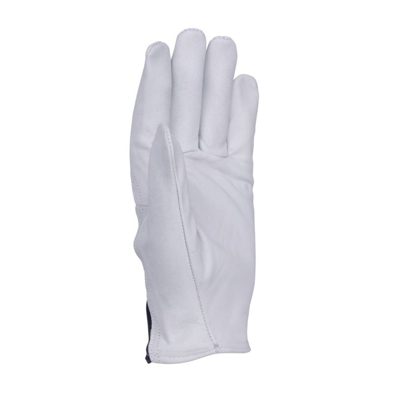 Rękawice robocze DONAU SAFETY, skóra kozia po stronie dłoni, ściągacz, rozm. 8/M, biało-granatowe