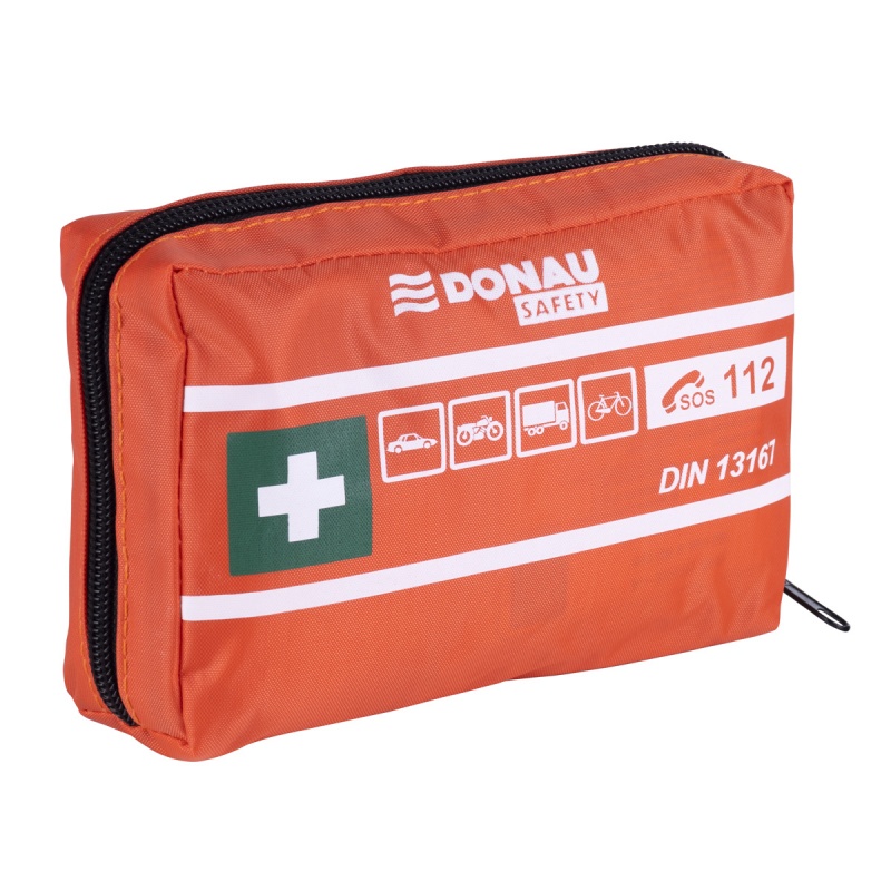 Apteczka samochodowa DONAU SAFETY, materiałowa, DIN MINI, pomarańczowa