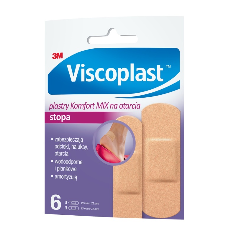 Plastry na otarcia VISCOPLAST Komfort, 2 rozmiary, kopertka, 6szt.