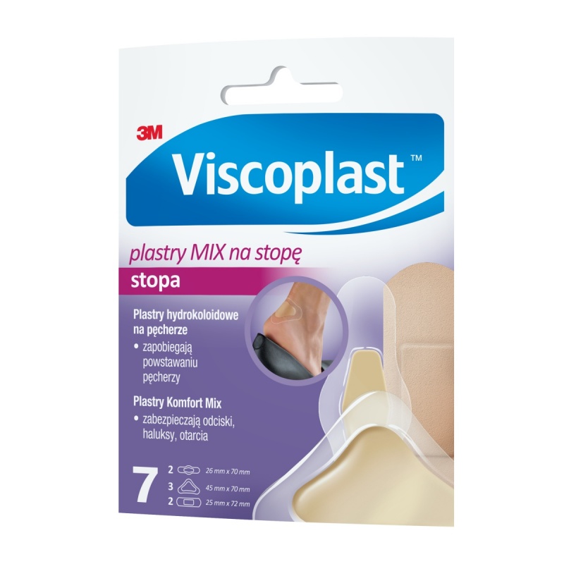 Plastry na stopę VISCOPLAST Mix, 3 rozmiary, kopertka, 7szt.