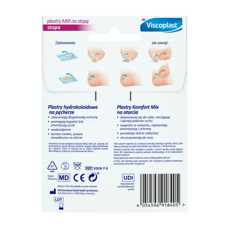 Plastry na stopę VISCOPLAST Mix, 3 rozmiary, kopertka, 7szt.