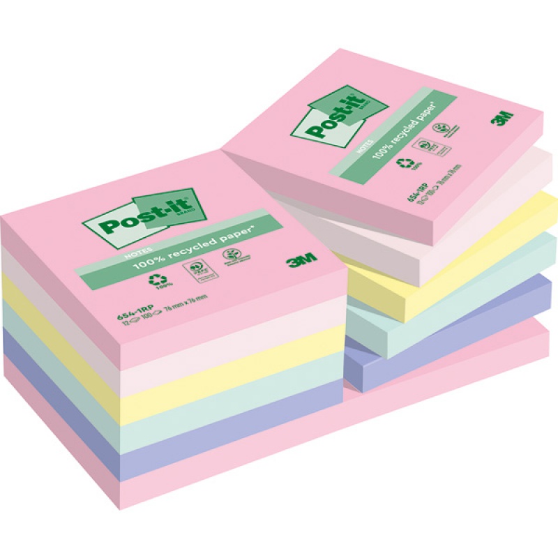Bloczki 3M POST-IT 654-1RPT 76x76 tęczowe 16bloczków po 100k FT510110354