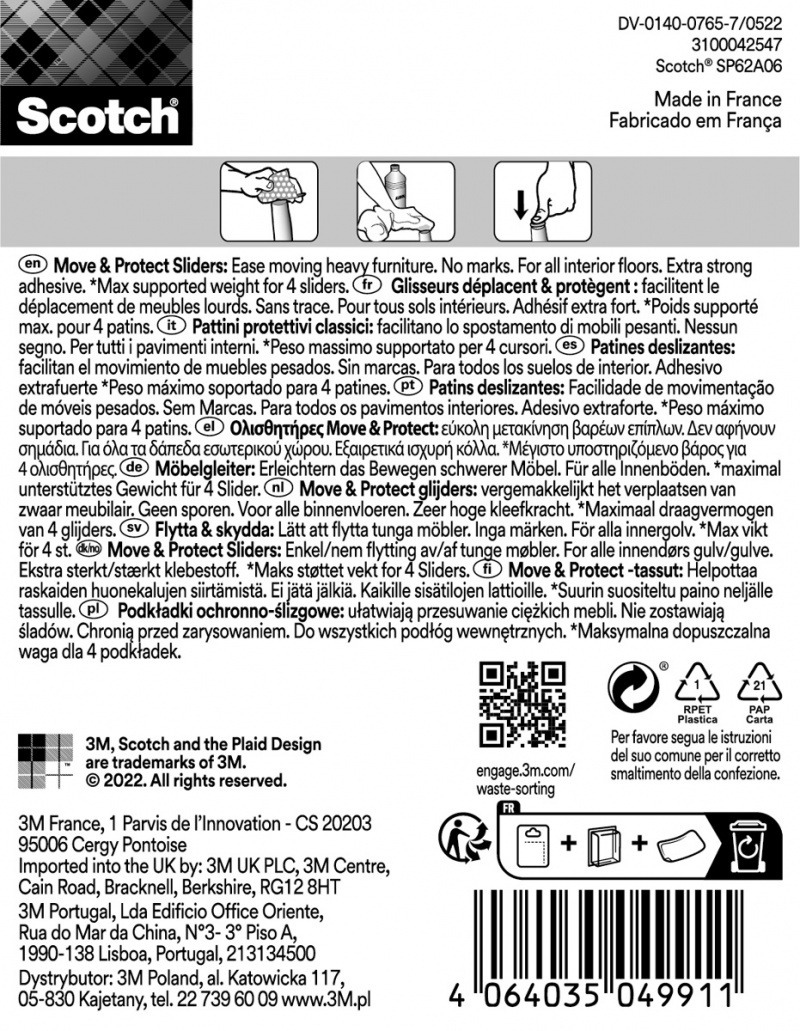 Samoprzylepne podkładki ochronno-ślizgowe SCOTCH, okrągłe, 25mm, 8 szt., czarne