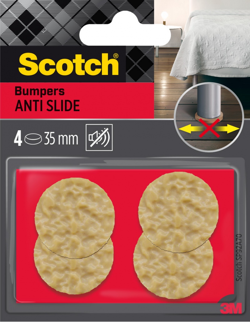 Podkładki przylepne SCOTCH Anti Slide, okrągłe, 35mm, 4 szt., miodowe