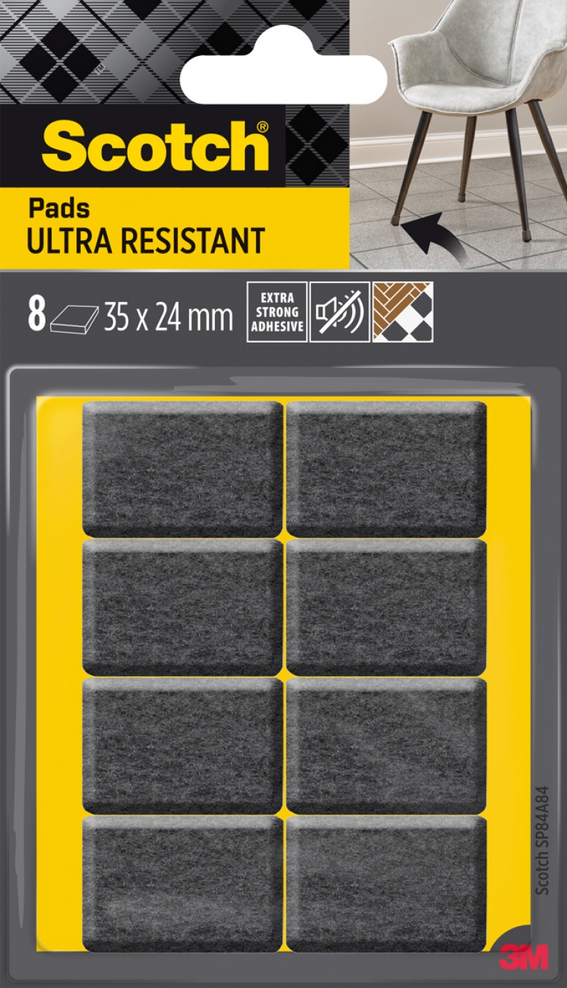 Podkładki przylepne SCOTCH, prostokątne, 35x24mm, 8 szt., czarne