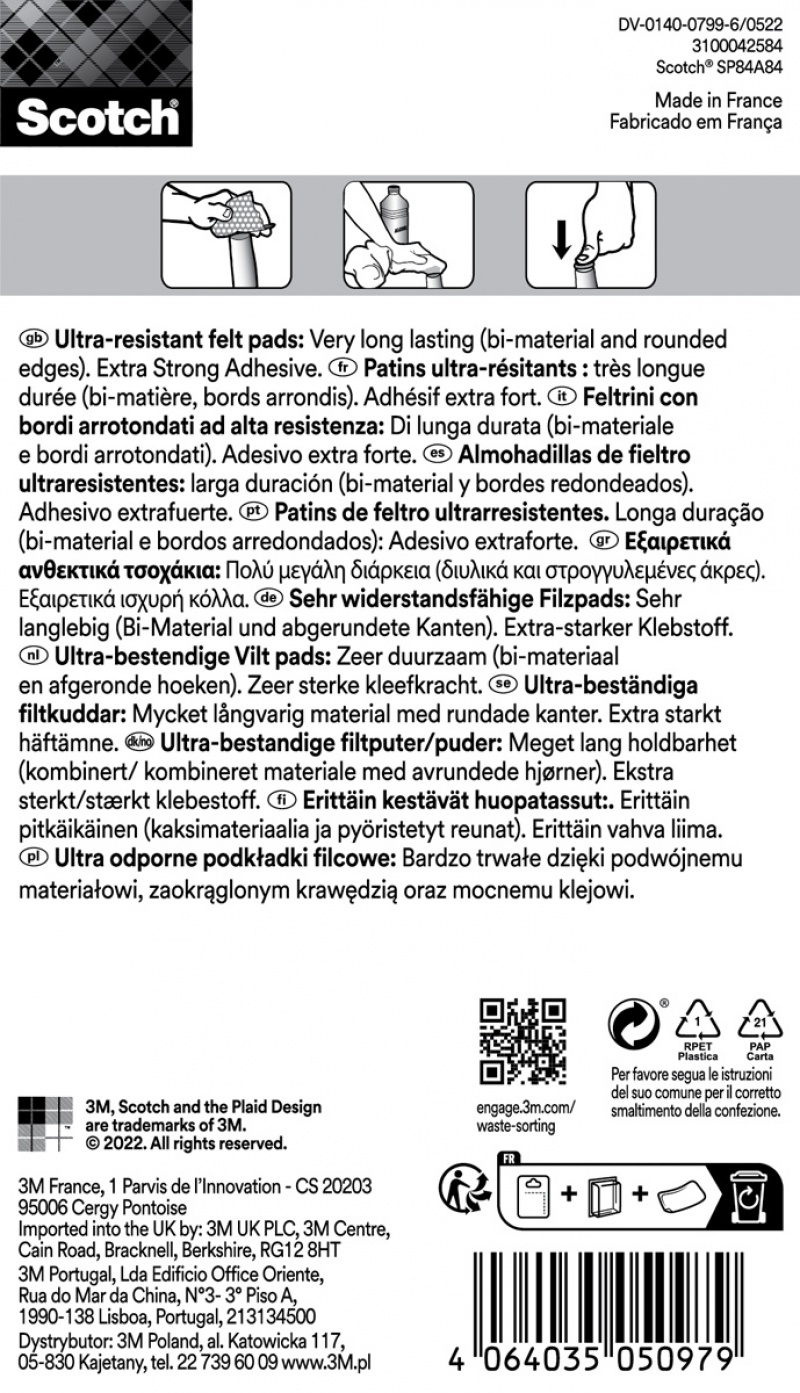 Podkładki przylepne SCOTCH, prostokątne, 35x24mm, 8 szt., czarne