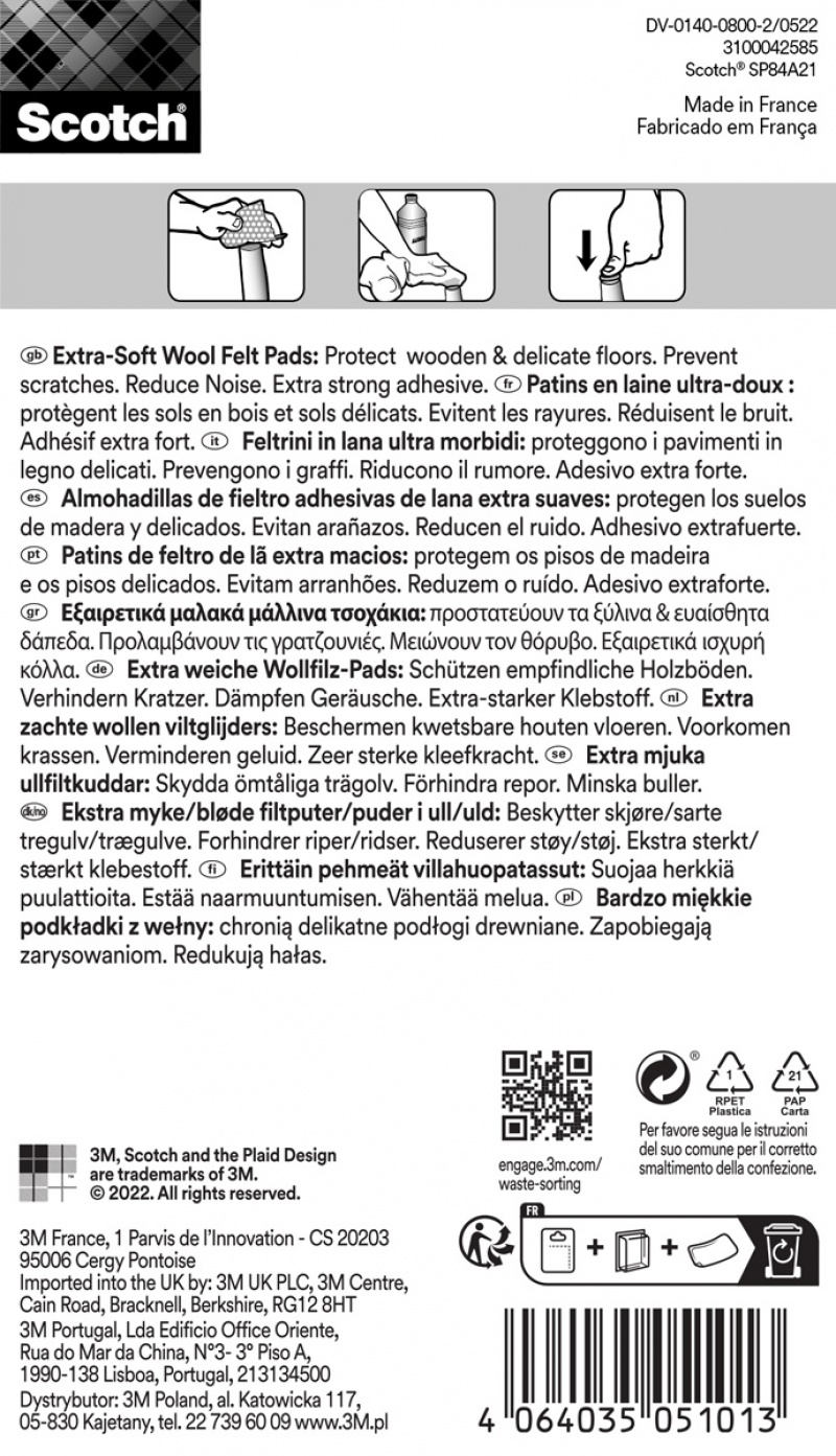 Bardzo miękkie podkładki z wełny SCOTCH, okrągłe, 25mm, 8 szt., beżowe