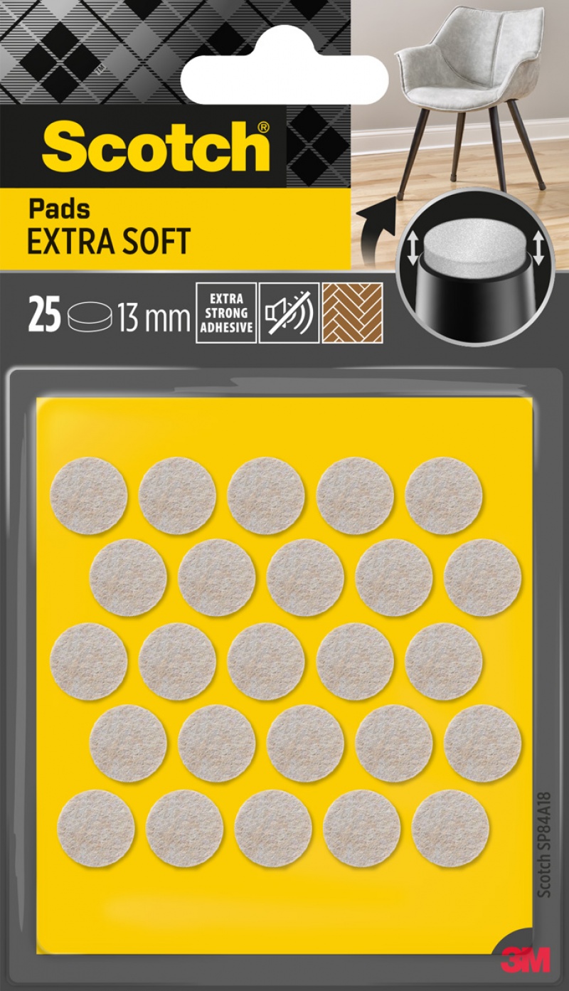 Podkładki przylepne SCOTCH, samoprzylepne, okrągłe, 13mm, 25 szt., beżowe