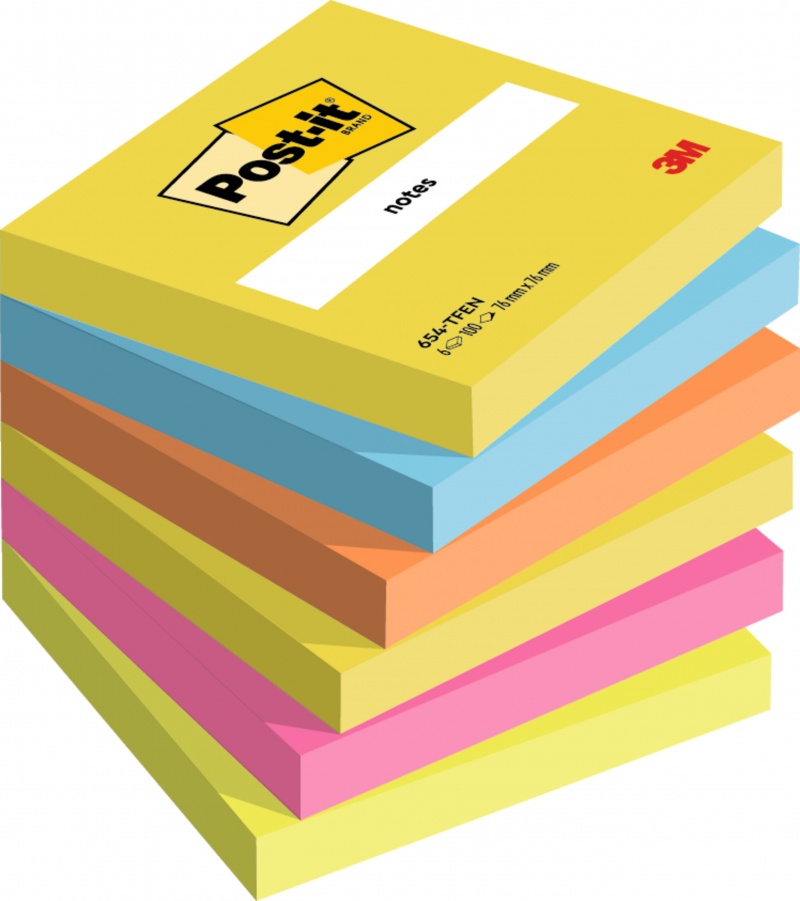 Karteczki samoprzylepne Post-it®, ENERGETIC, 76x76mm, 6x100 kart.
