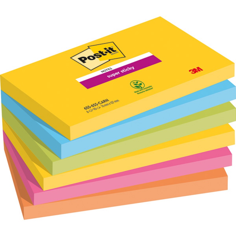 Bloczki 3M POST-IT 76x127mm RIO 6x90k Super Sticky 70005251320