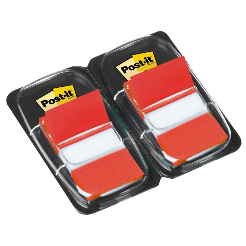 Zakładki indeksujące POST-IT® (680-R2EU), PP, 25x43mm, 2x50 kart., czerwone