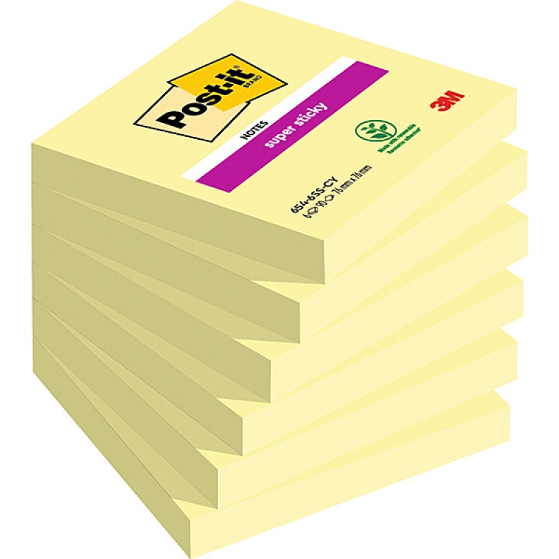 Bloczek 3M POST-IT 76x76mm żółty 90k Super Sticky 70005197911