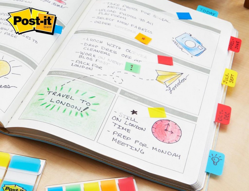 Zakładki indeksujące POST-IT® do archiwizacji (676-AYPV), PP, silne, 16x38mm, 4x10 szt., mix kolorów