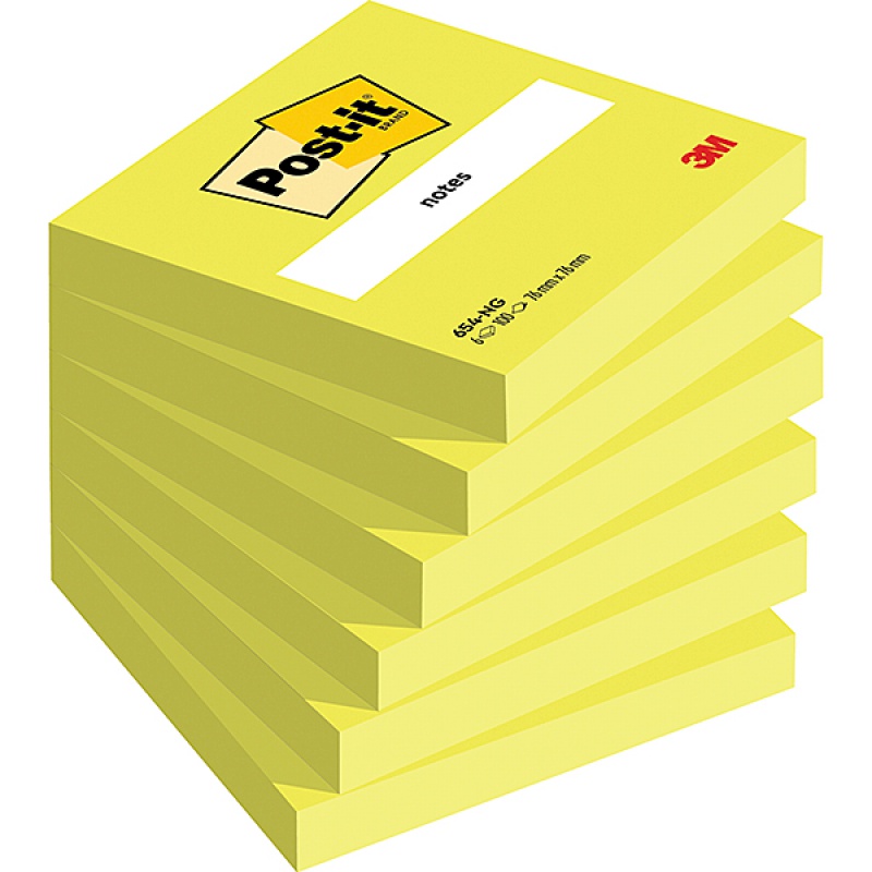Bloczek samoprzylepny POST-IT® (654N), 76x76mm, 1x100 kart., jaskrawy zielony